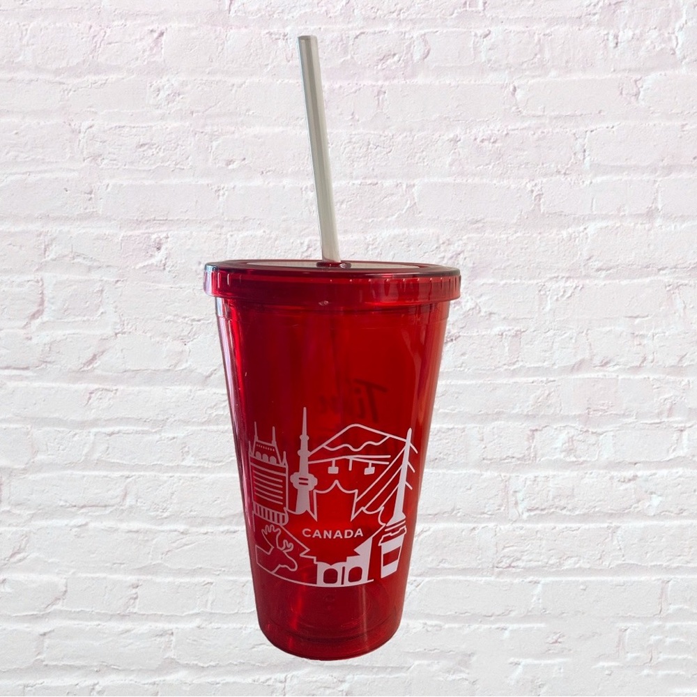 Tim Hortons 2019 Canada Themed Travel To Go Cold Cup Tumbler Mug, never used